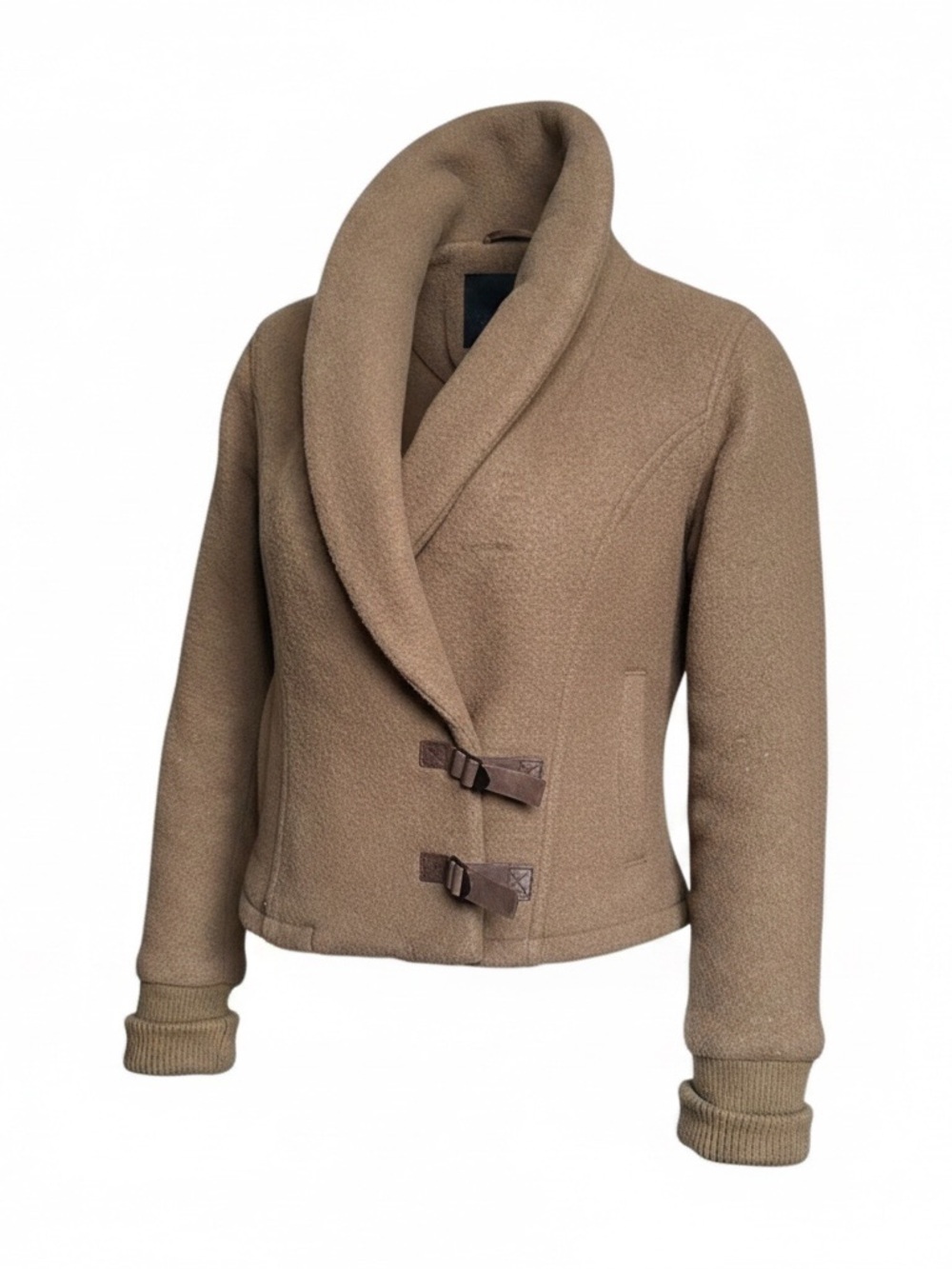 Camel Brown Women's Wool Blend Jacket with Toggle Closures